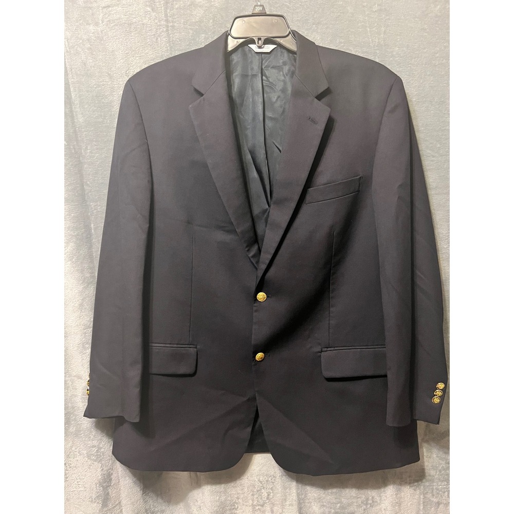 Joseph & Feiss 44R Navy Wool‎ Blazer Gold Buttons Classic Suit Jacket 48 Chest